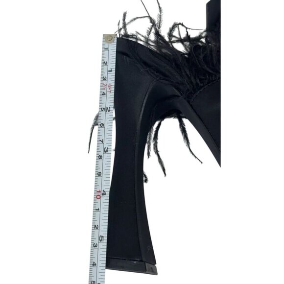 OLIVIA FERGUSON / Funkietowe / Black / Feather / Trim Platform / Heels / Stilett - Picture 6 of 8